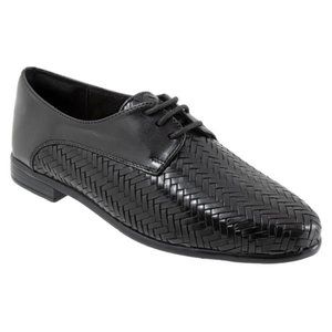 NIB Trotters Lizzie Derby Flat Black Herringbone 9.5